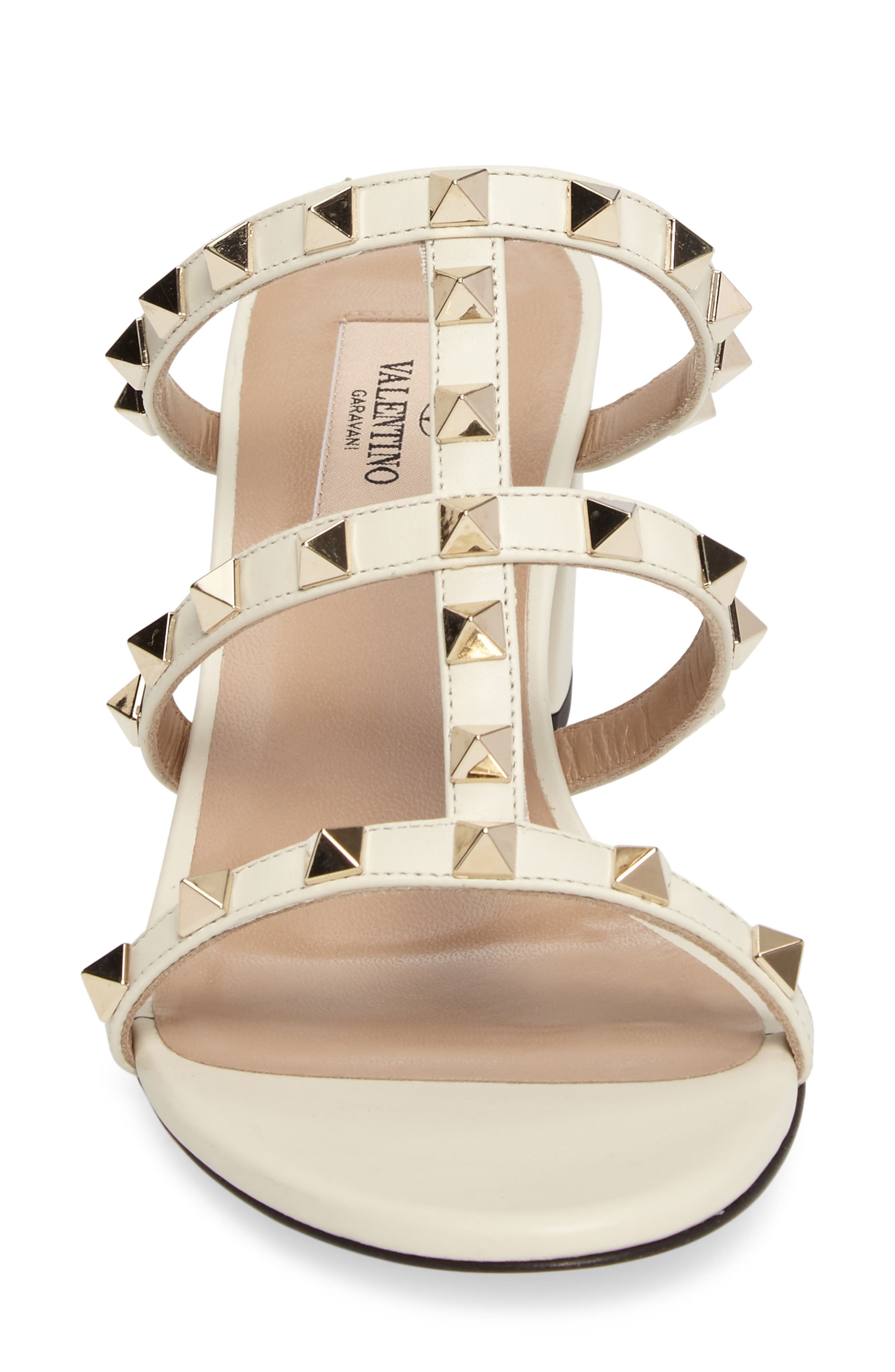 Rockstud Slide Sandal, Alternate, color, IVORY LEATHER