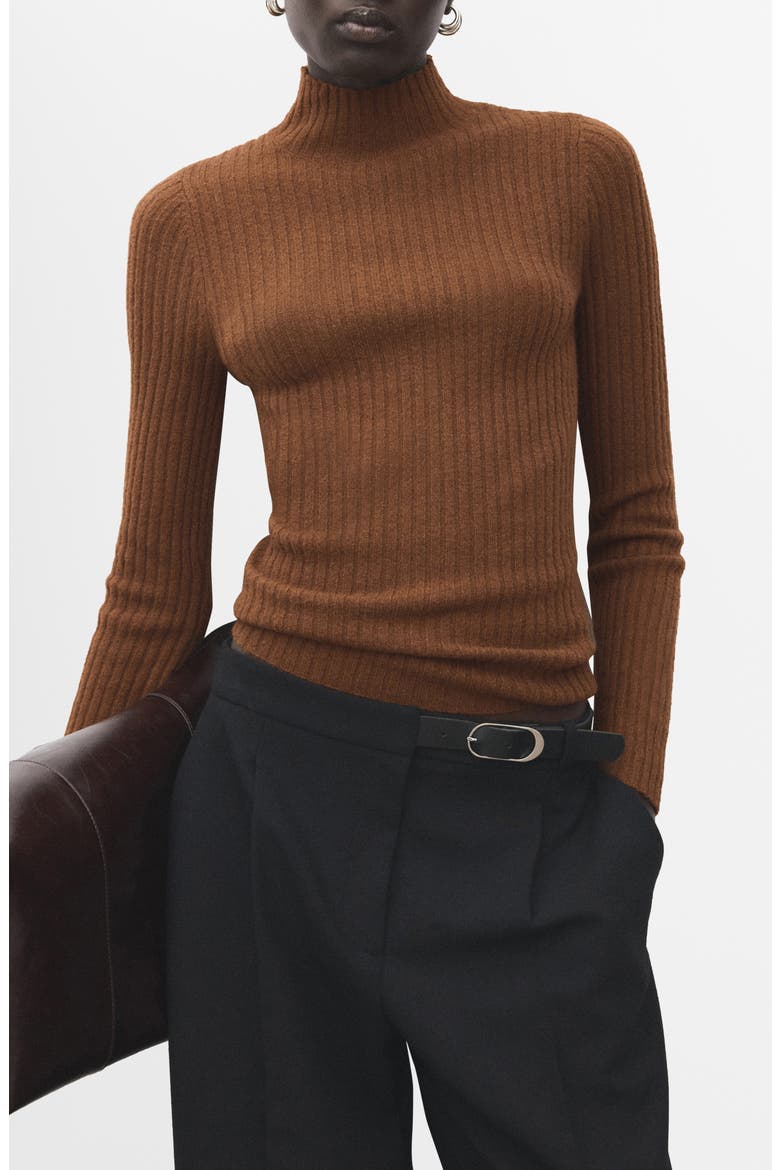 Simonet Turtleneck Rib Sweater, Main, color, CARAMEL