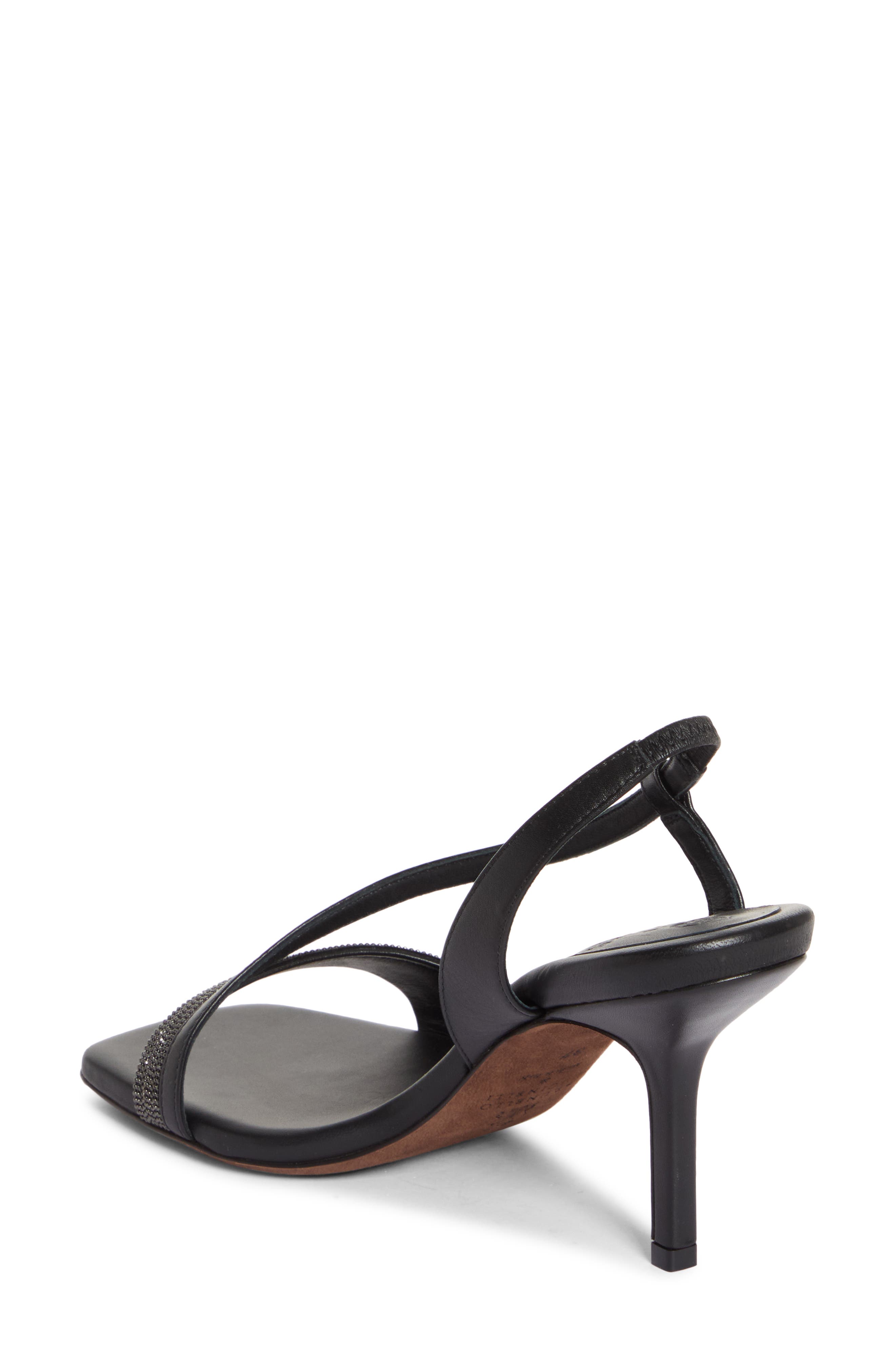 Brunello Cucinelli Monili Half d'Orsay Slingback Sandal, Alternate, color, Black
