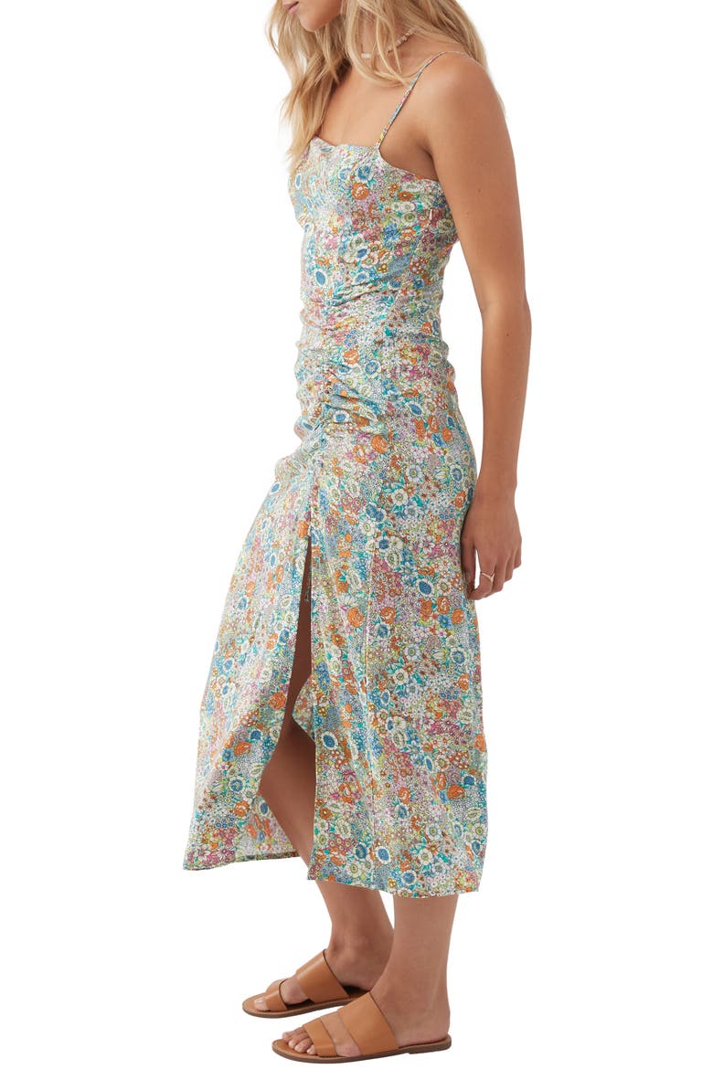 Tavia Floral Ruched Midi Sundress, Alternate, color, BLUE MULTI