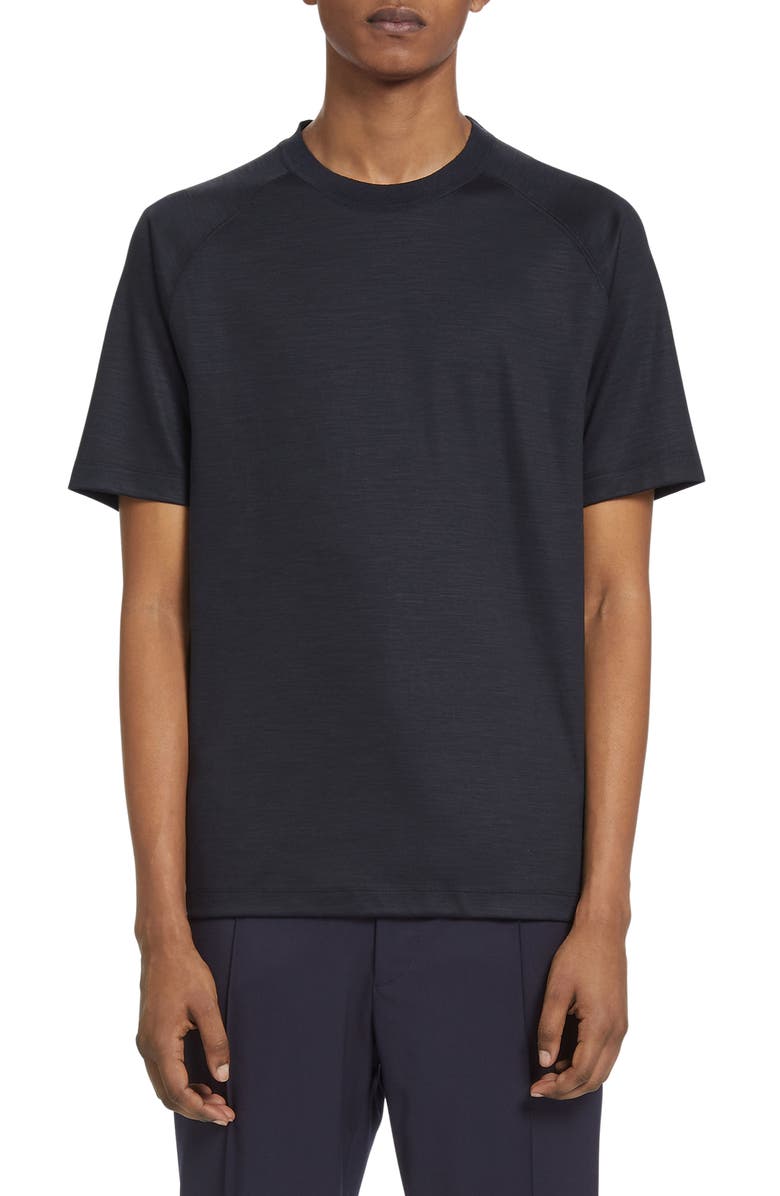 ZEGNA High Performance<sup>™</sup> Short Sleeve Wool T-Shirt, Main, color, Navy