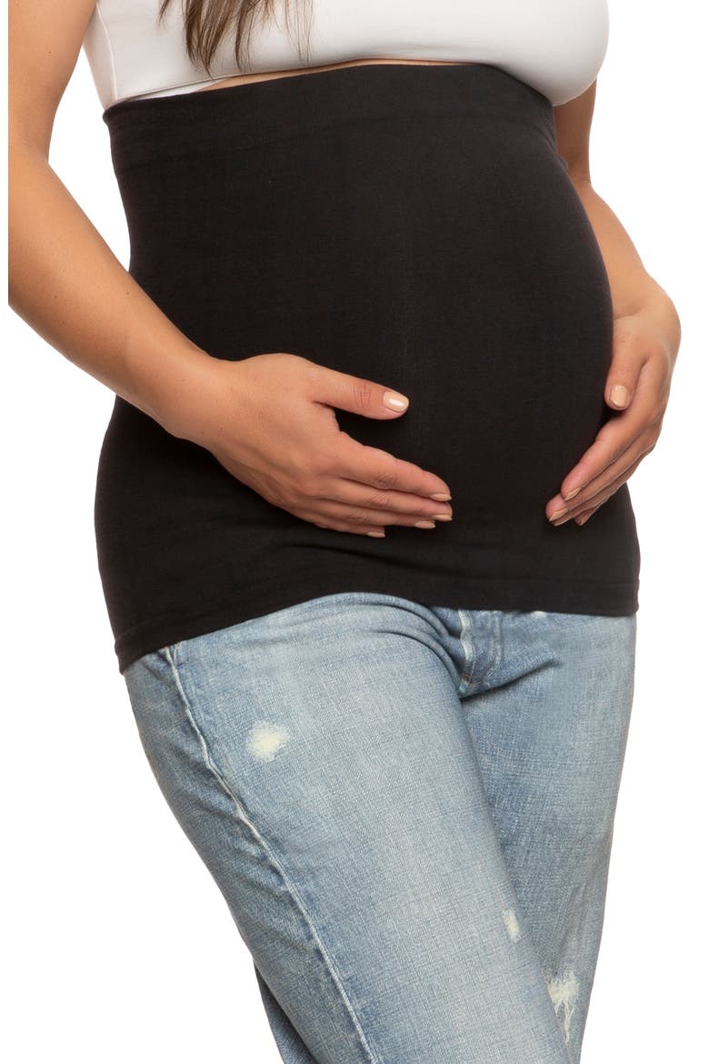 Organic Cotton Blend Maternity Belly Band, Main, color, BLACK