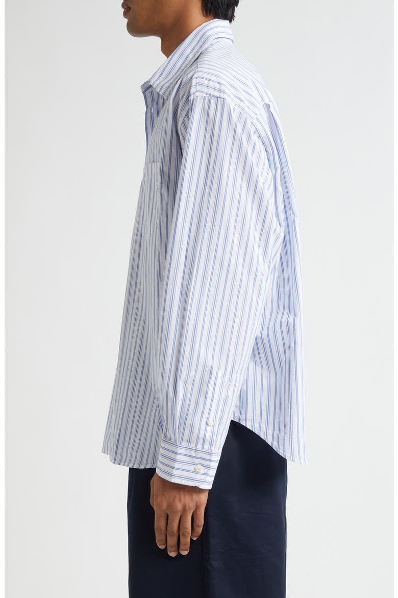 Oversize Cotton Poplin Button-Up Shirt, Alternate, color, WHITE/ BLUE