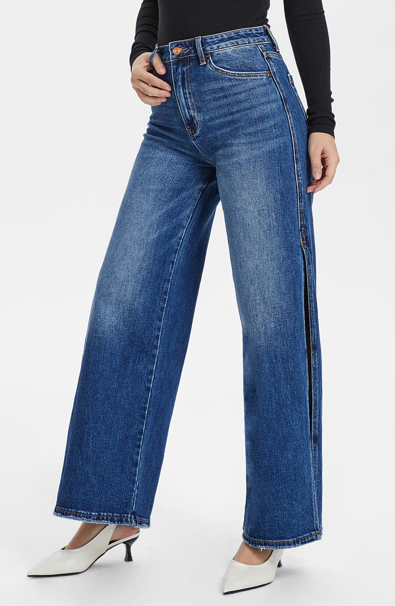 Bayeas High Waist Wide Leg Slit Hem Jeans, Alternate, color, Lovely