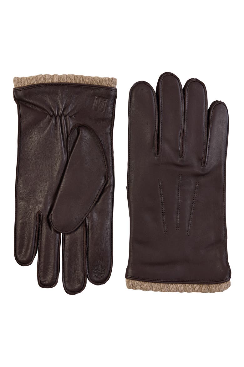 Touch Tech Cashmere Lined Leather Gloves, Main, color, BROWN