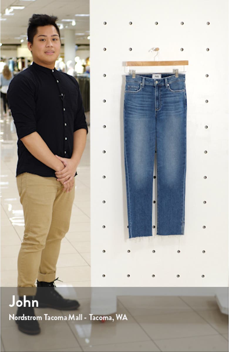 Cindy Split Raw Hem Straight Leg Jeans, sales video thumbnail