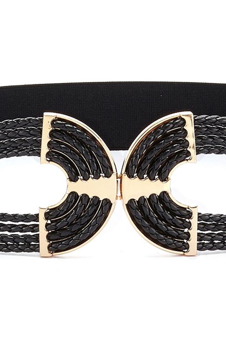 Women's Symmetrical Buckle Waist Belt, Alternate, color, Black