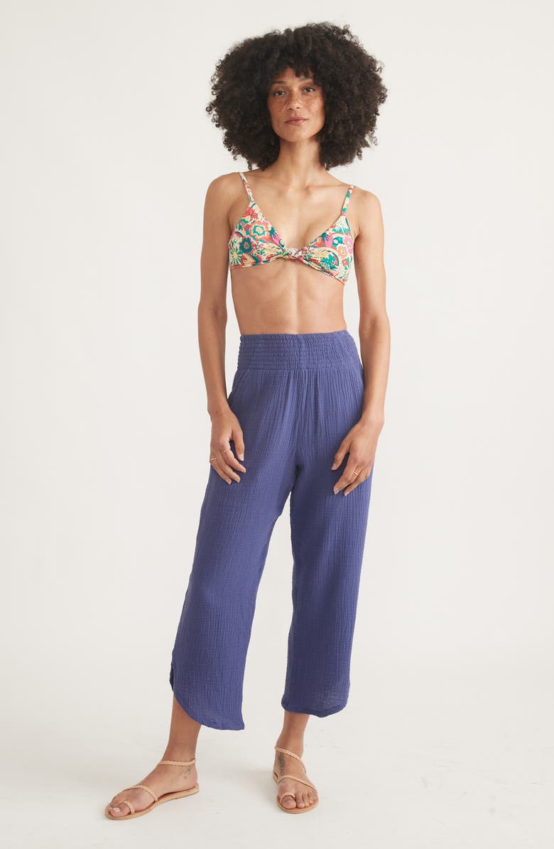 Marine Layer Cali Smocked Double Cloth Cotton Pants, Alternate, color, 