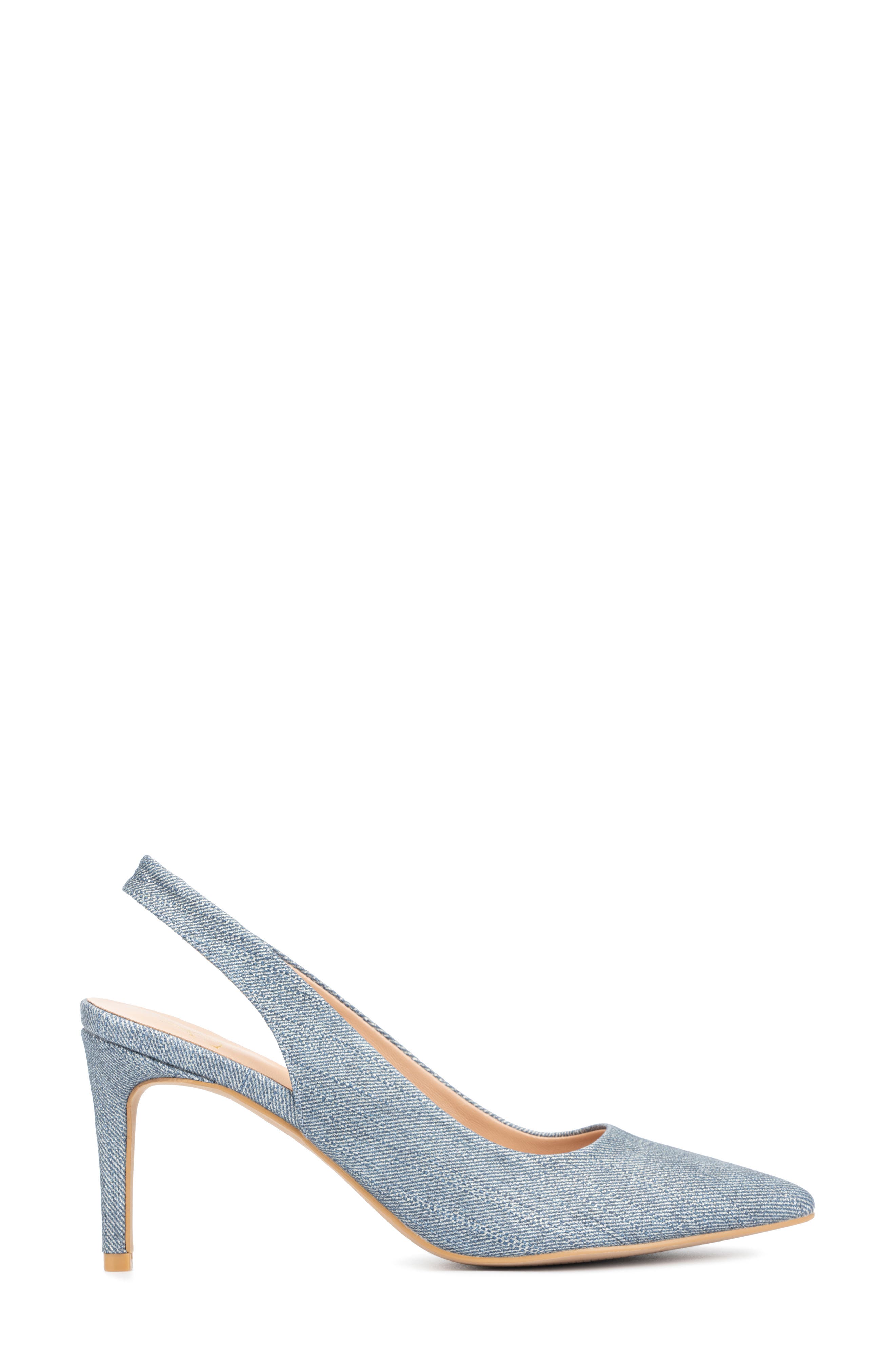 NEW YORK AND COMPANY Steph Snake Embossed Pointed Toe Slingback Pump, Alternate, color, Blue