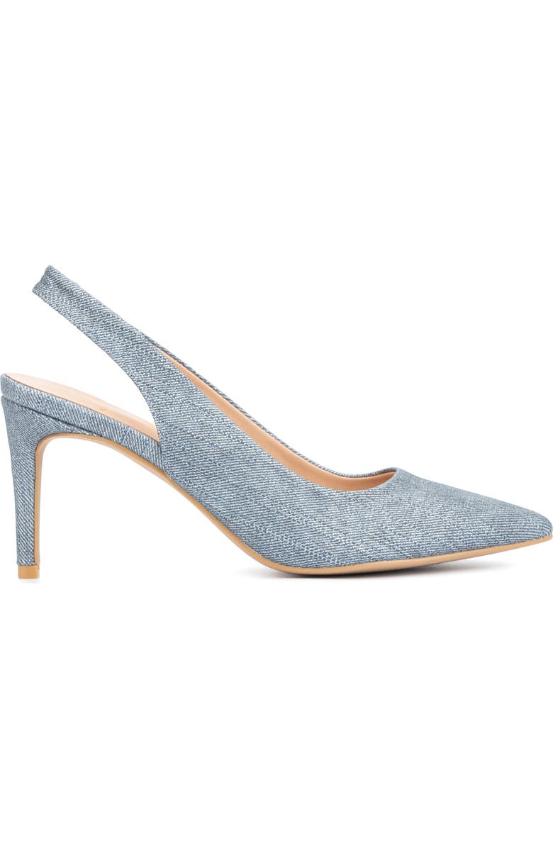 NEW YORK AND COMPANY Steph Snake Embossed Pointed Toe Slingback Pump, Alternate, color, Blue