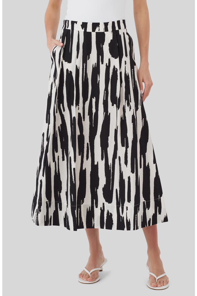 Cotton Print Midi Skirt, Main, color, BRUSH STROKES