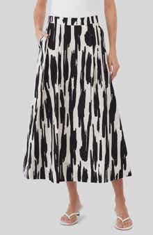 Cotton Print Midi Skirt