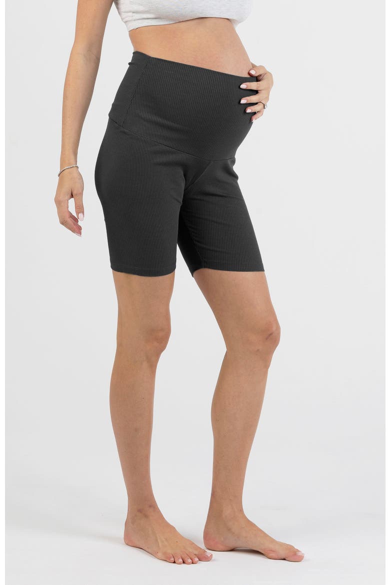 Rib Maternity Bike Shorts, Main, color, Black