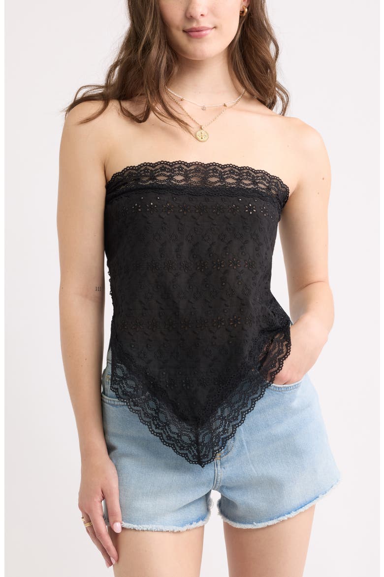 Eyelet Square Scarf, Main, color, BLACK