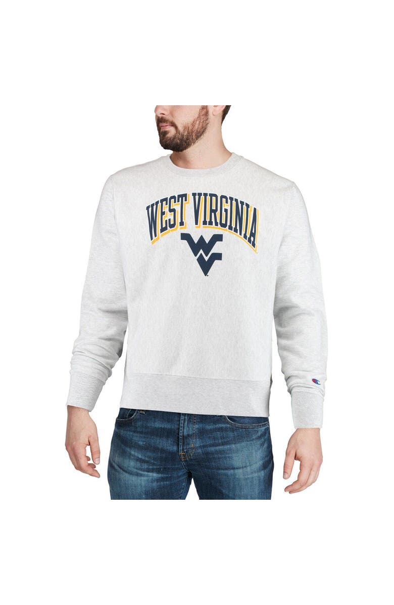 Champion Men's Champion Gray West Virginia Mountaineers Arch Over Logo Reverse Weave Pullover Sweatshirt, Alternate, color,