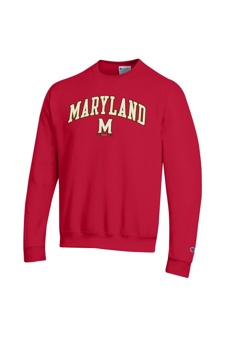 Men's Champion  Red Maryland Terrapins Arch Over Logo Pullover Sweatshirt, Alternate, color, Red