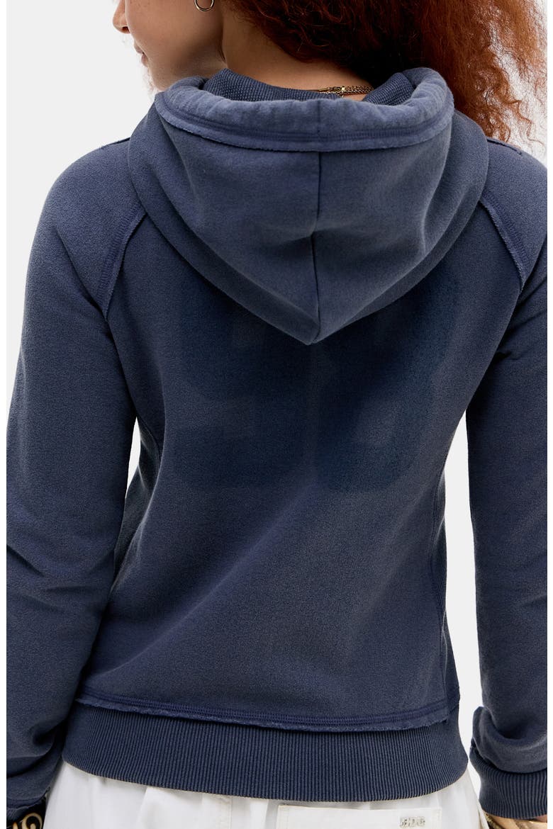 Graphic Appliqué Zip Front Sweatshirt, Alternate, color, BLUE
