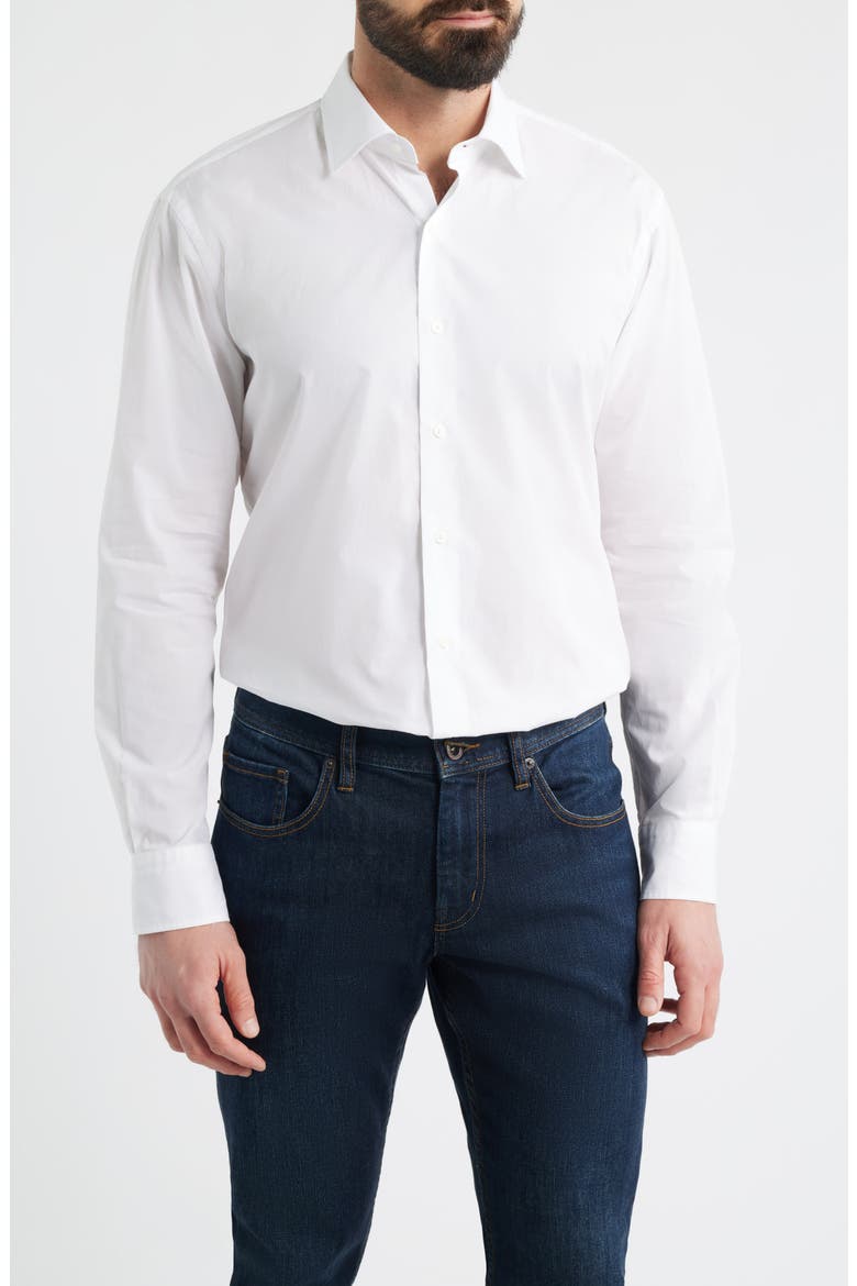Brighton Perfect Poplin Button-Up Shirt, Main, color, WHITE