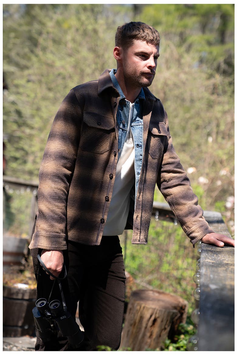 Plaid Twill Shirt Jacket, Alternate, color, COCOA COMBO