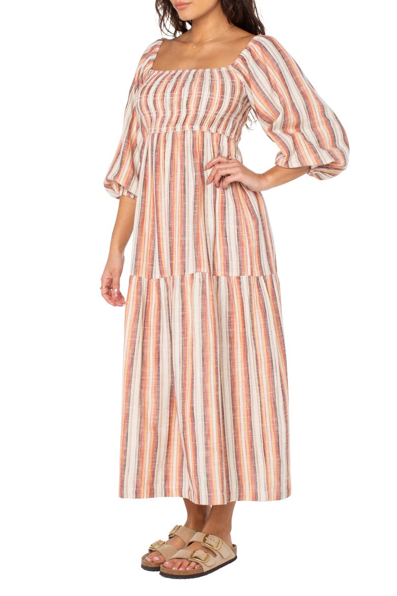 Sorrento Sands Off the Shoulder Midi Dress, Alternate, color, PARCHMENT