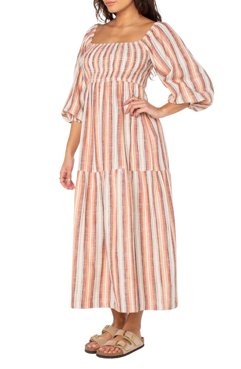 Roxy Sorrento Sands Off the Shoulder Midi Dress, Alternate, color, Parchment