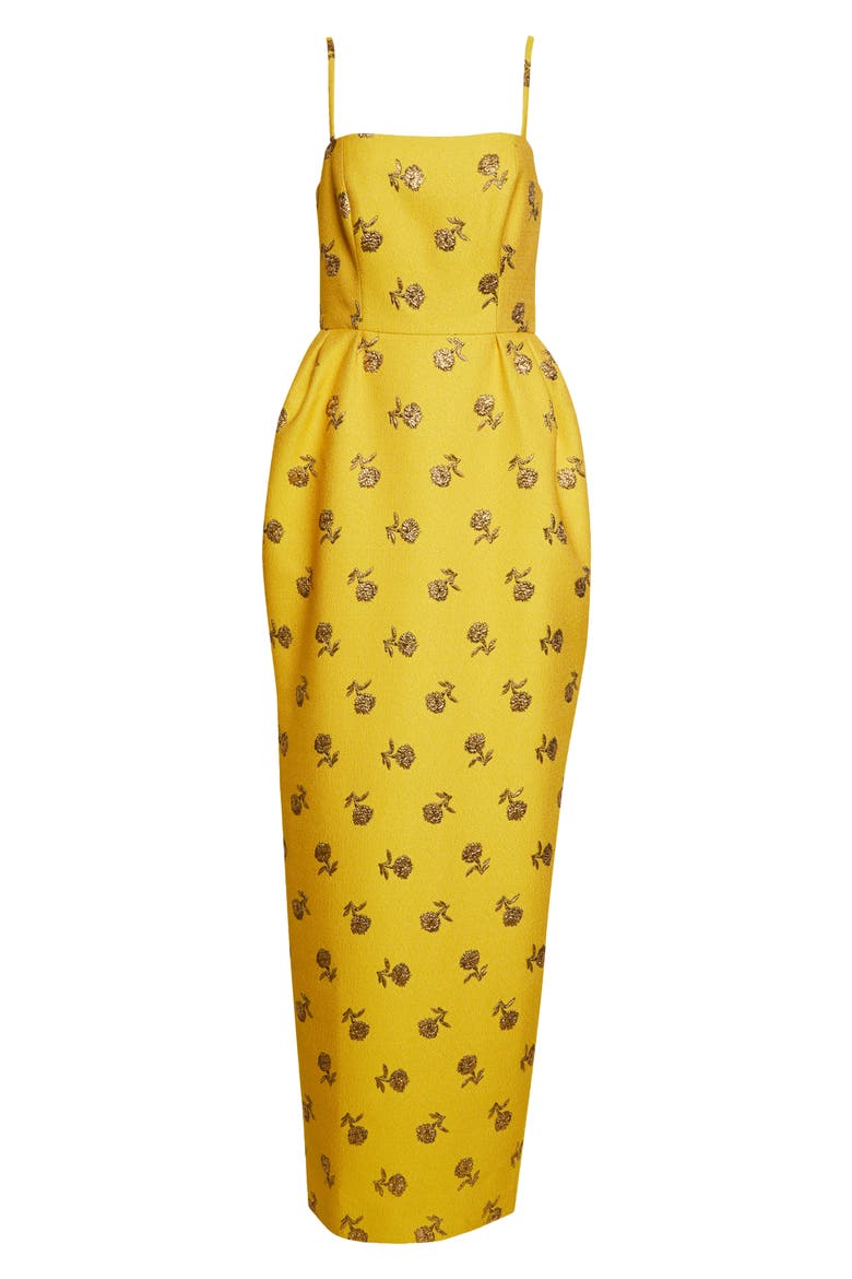 Carnation Jacquard Bell Gown, Alternate, color, SAFFRON MULTI