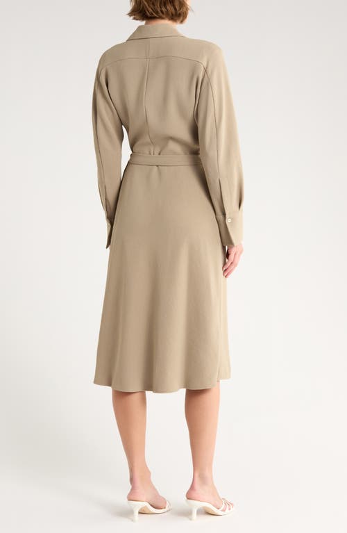 Vince Long Sleeve Belted Shirtdress In Neutral