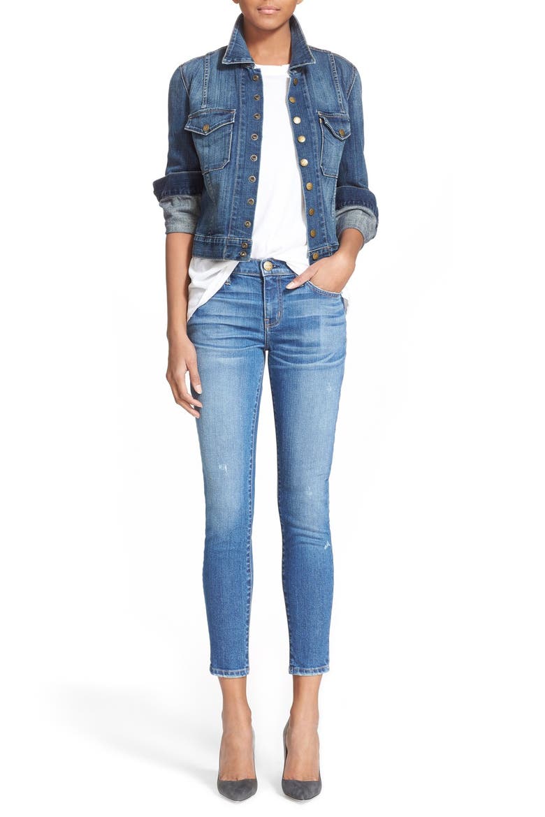 'The Snap' Stretch Denim Jacket, Alternate, color, LOVED