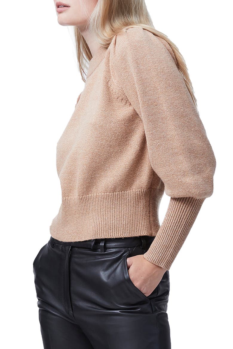 Puff Sleeve Crop Sweater, Alternate, color, CAMEL MEL