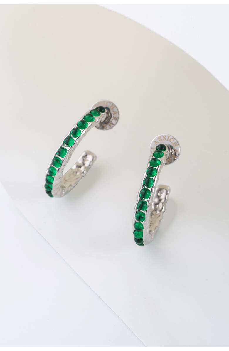 Classicharms Serena Molten Gemstone Hoop Earrings, Alternate, color, Silver/Green