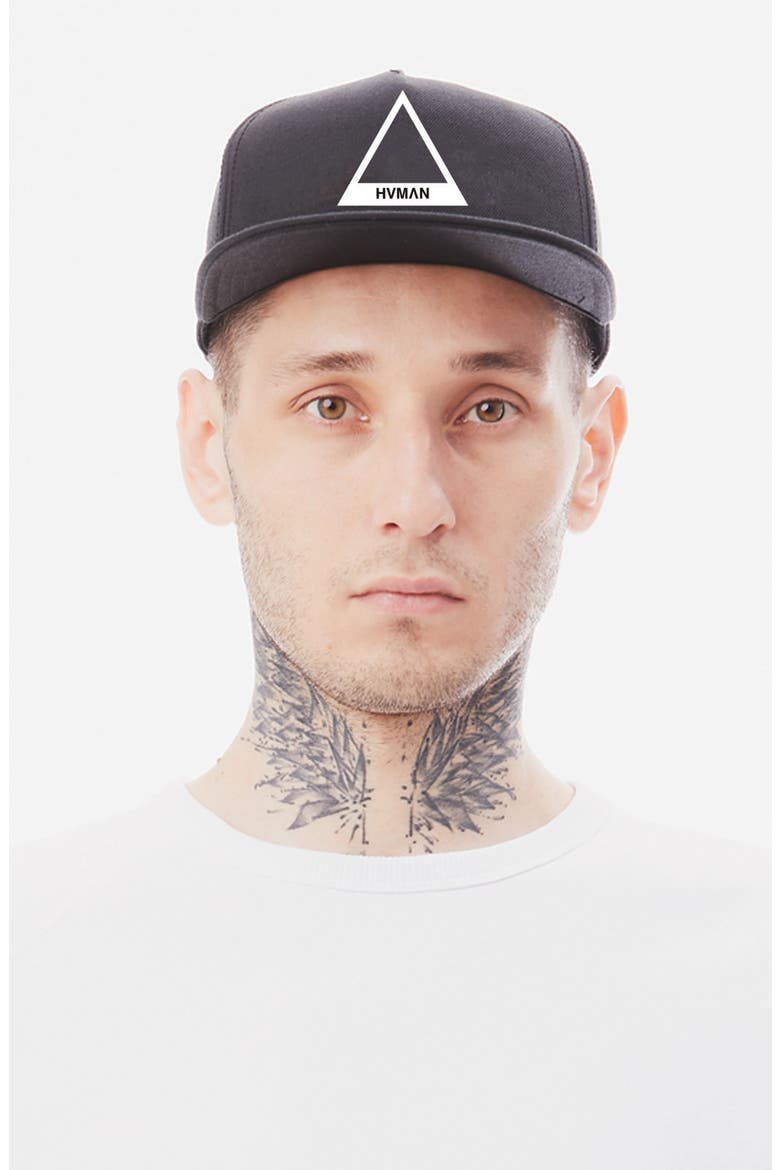 Triangle Mesh Trucker Hat, Alternate, color, BLACK