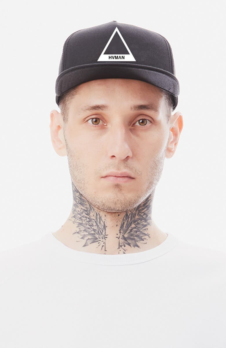 HVMAN Triangle Mesh Trucker Hat, Alternate, color, Black