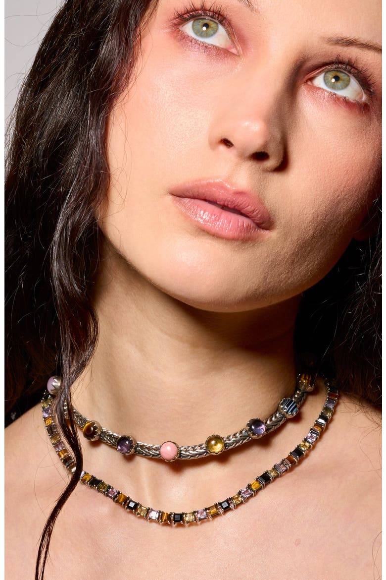 Punk Rocks Tennis Necklace, Alternate, color, Brown