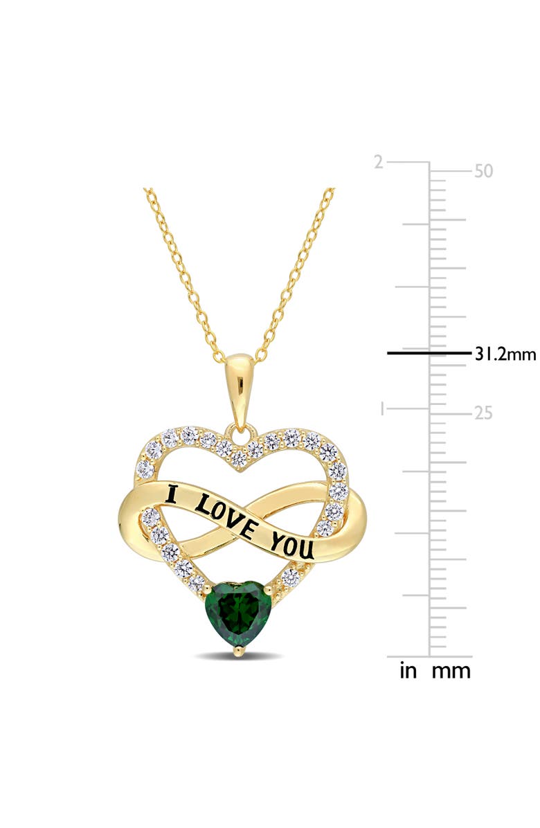 Julianna B. Color Zirconia Infinity Heart Necklace Yellow-Plated, Alternate, color, Green Cz