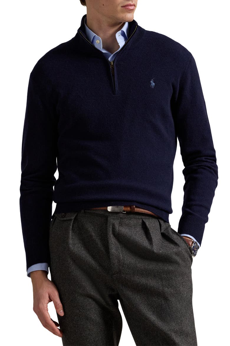 Polo Ralph Lauren Regular Fit Wool Quarter Zip Sweater (Men