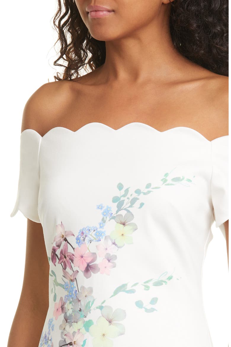 Trixiiy Pergola Floral Off the Shoulder Sheath Dress, Alternate, color, IVORY