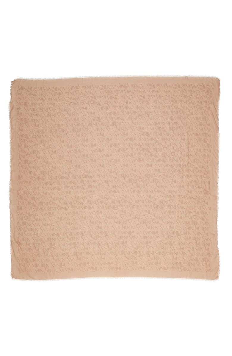 Saint Laurent Grand Carre Modal & Cashmere Scarf, Main, color, Beige/ Light Brown