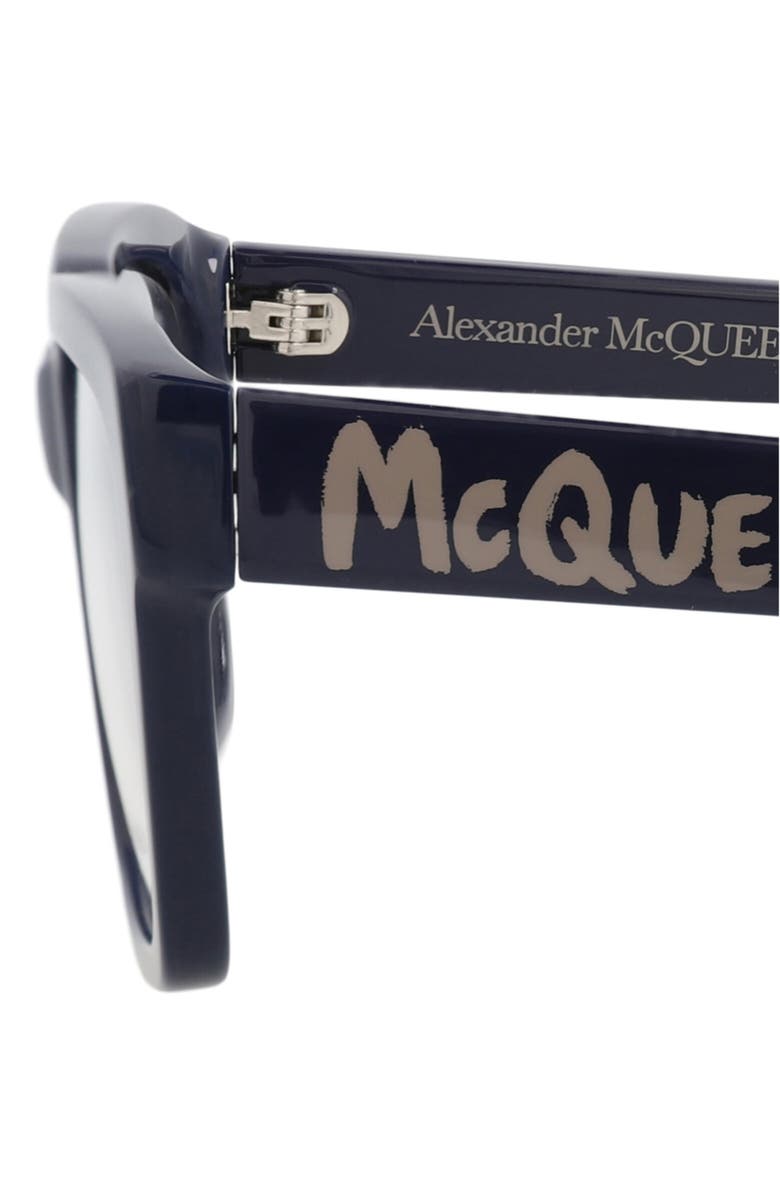 McQueen 54mm Rectangular Optical Glasses, Alternate, color, Blue Blue Transparent