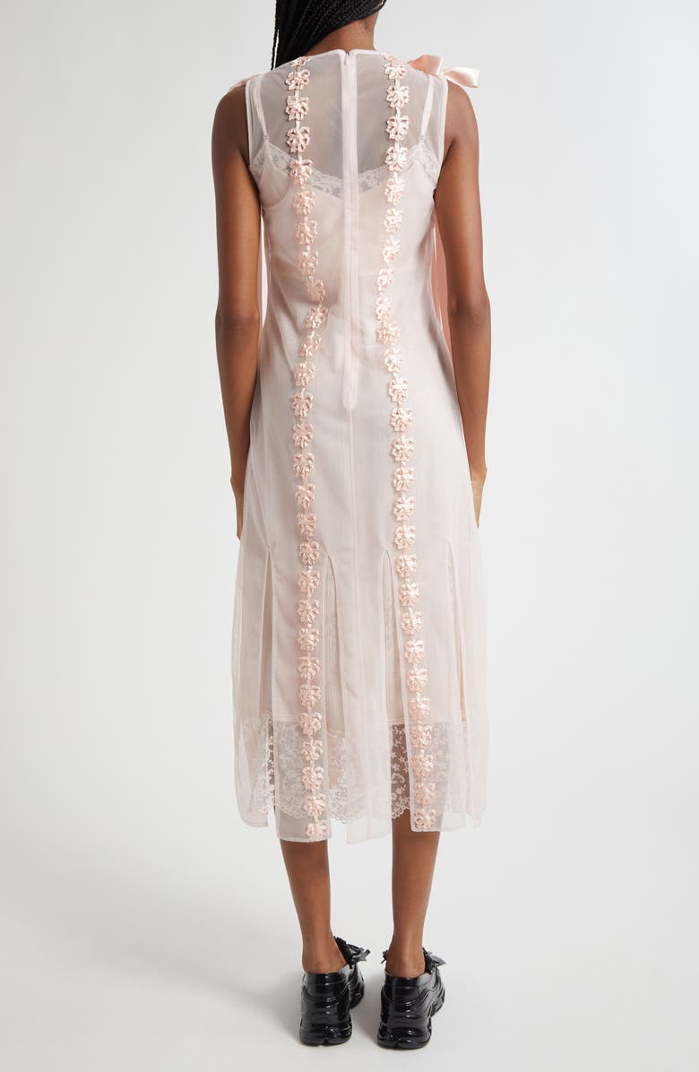 Simone Rocha Ribbon Daisy Chain Multi Slit Midi Dress, Alternate, color, Pale Pink