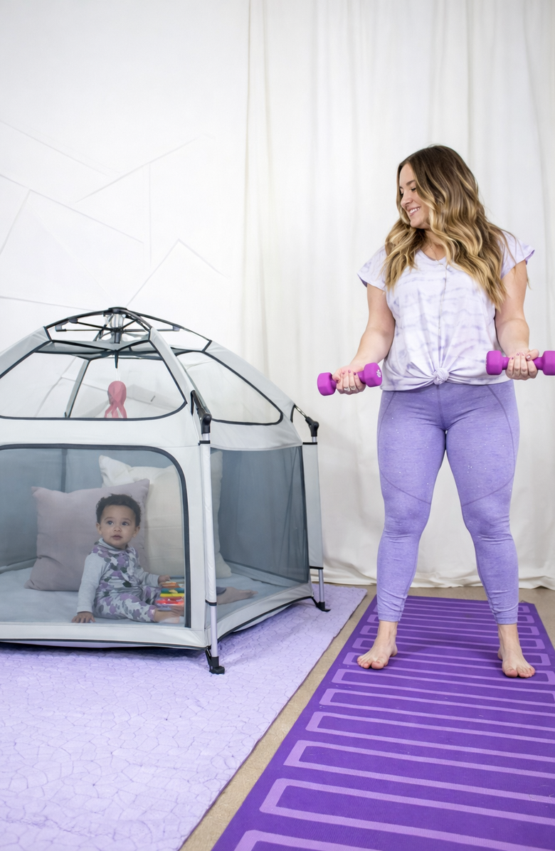 The California Beach Company Pop N Go LUXE Playpen Comfort Bundle, Alternate, color, Cosmic Gray