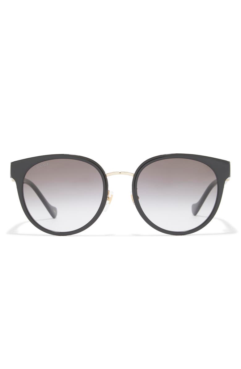 Gucci 56mm Round Sunglasses, Main, color, Black Black Grey