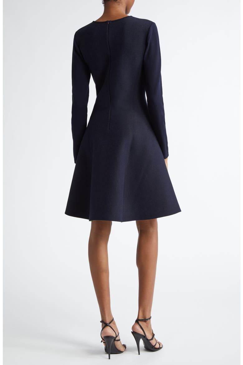 Chrysanthemum Jacquard Fit & Flare Minidress, Alternate, color, WHITE/ NAVY