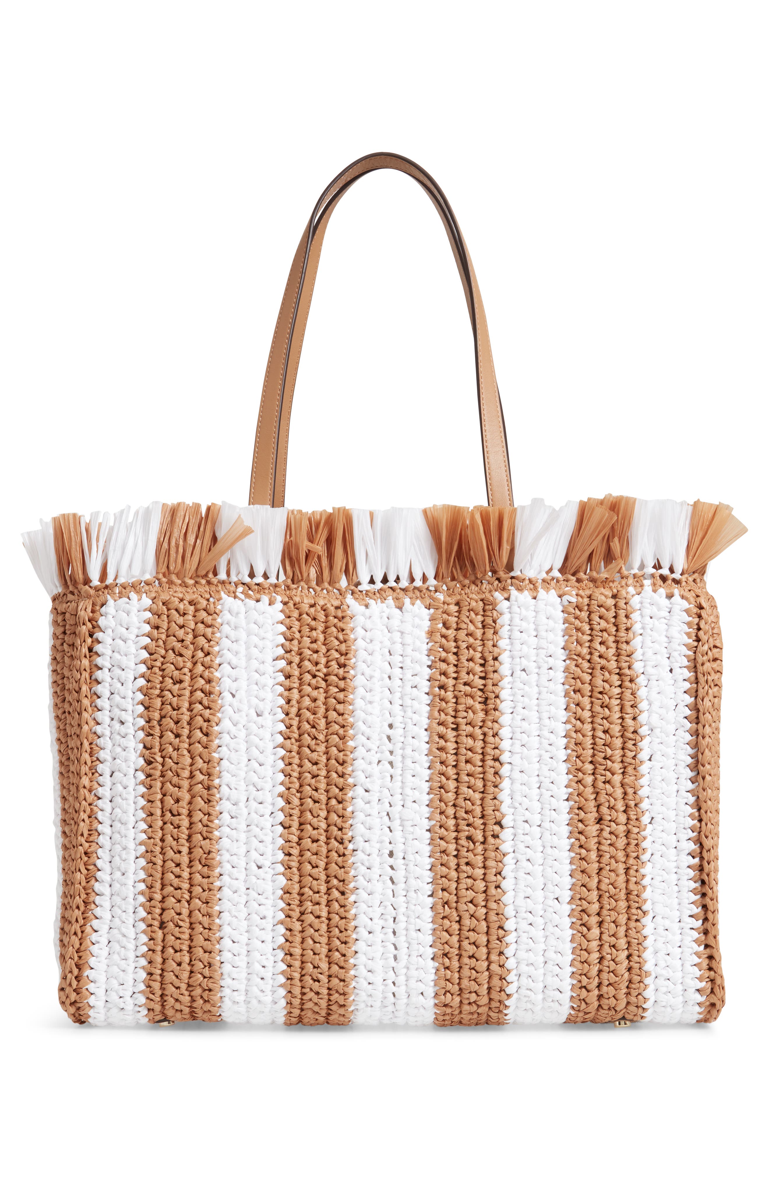 large sam stripe straw tote, Alternate, color, OPTIC WHITE MULTI