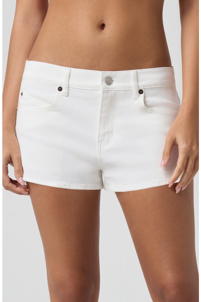 Cheeky Low Rise Denim Shorts, Main, color, SUMMER WHITE