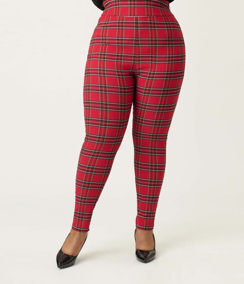 Unique Vintage Plus Size Rizzo Cigarette Pants In Red