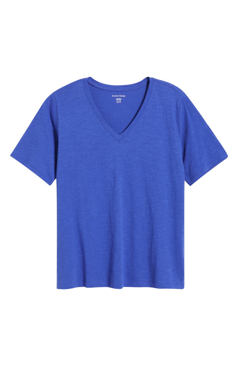 Eileen Fisher Easy V-Neck Organic Cotton T-Shirt, Alternate, color, Royal
