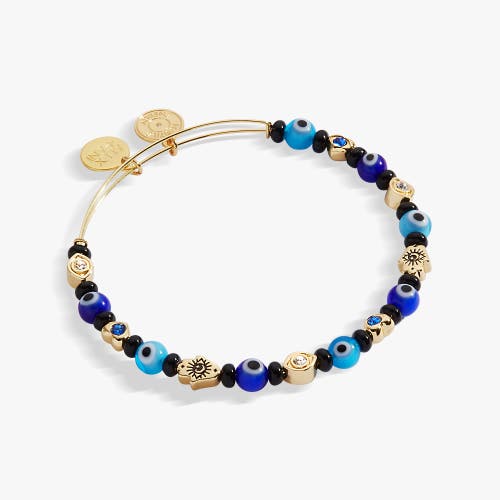 Alex And Ani Evil Eye Beaded Bangle Bracelet In Gold
