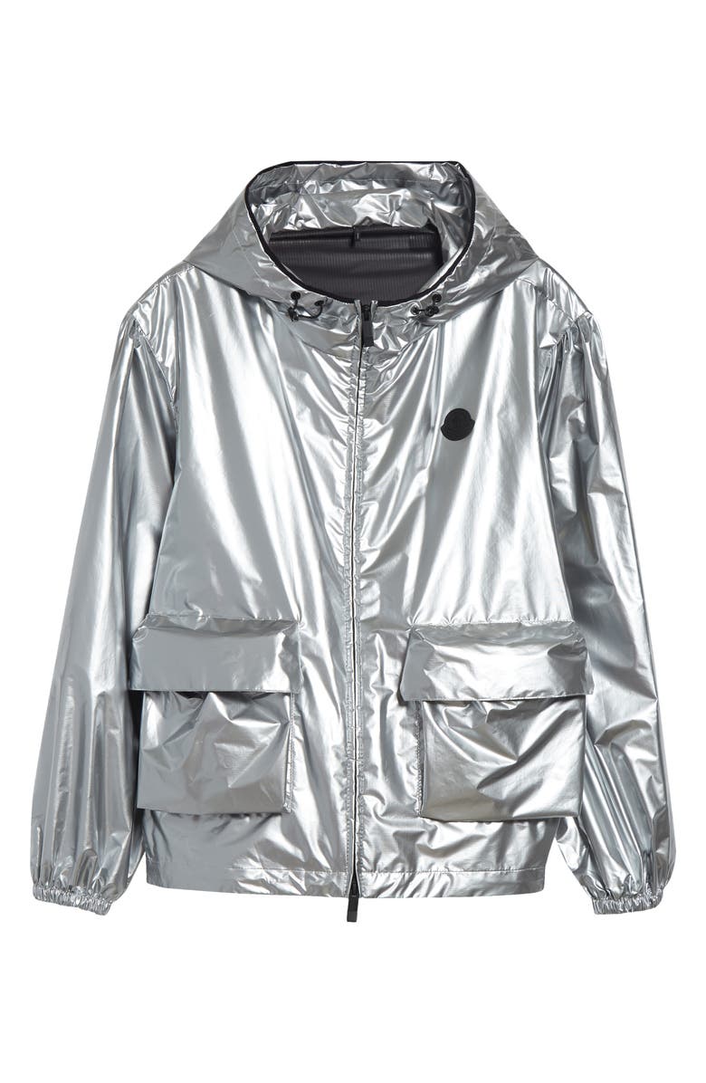 Moncler Ylang Metallic Bomber Jacket, Main, color, Metallic Silver