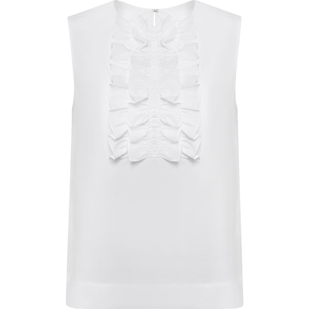 Isaac Mizrahi New York Ruffle Sleeveless Top In White