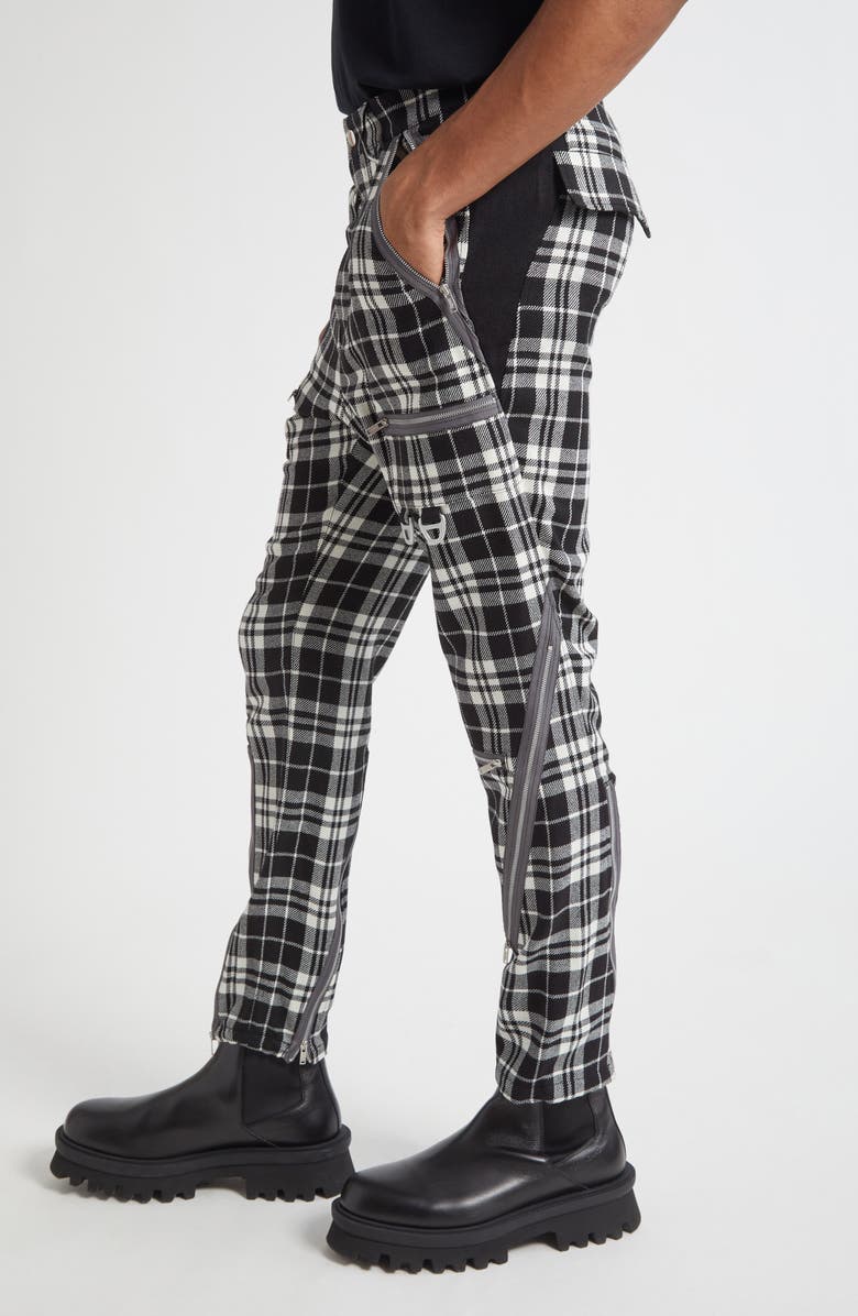 Undercover Plaid Cargo Pants, Alternate, color, Black/ White